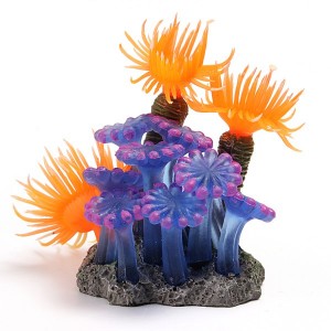 Mini Aquarium Rubber Coral Reef Decoration with Base